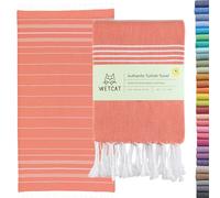 WETCAT Toalla de playa turca de gran tamaño, 38 x 71 pulgadas, 100% algodón, repele la arena, de secado rápido, para natación, extragrande, ligera, viajes, para adultos, accesorios, color coral oscuro