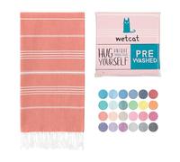 WETCAT Toalla de playa turca de gran tamaño, 38 x 71 pulgadas, 100% algodón, repele la arena, de secado rápido, para natación, extragrande, ligera, viajes, para adultos, accesorios, color coral oscuro