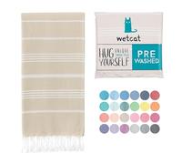 WETCAT Toalla de Playa turca de Gran tamaño, 38 x 71 Pulgadas, 100% algodón, sin Arena, Secado rápido, Extra Grande, Ligera, Toalla de Viaje para Adultos, Accesorios de Playa, Regalos, Color Beige