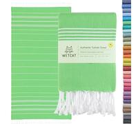 WETCAT Toalla de playa turca extragrande, 97 x 180 cm, 100 % algodón turco, fabricada en Turquía, repele la arena, ultrasuave, de secado rápido, compacta y ligera para viajes, verde lima