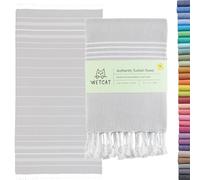WETCAT Toalla de Playa turca Extragrande, 97 x 180 cm, 100% algodón Turco, Fabricada en Turquía, repele la Arena, ultrasuave, de Secado rápido, compacta y Ligera, para Viajes, Gris Claro