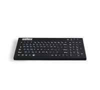 WetKeys 'Blue Connect' - Teclado inalámbrico Bluetooth de silicona rígida de grado profesional impermeable con interruptor de encendido/apagado (BT) (negro) | KBWKRBT99Si-BK