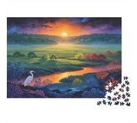 Wetland Egret Sunset Puzzle 1000 Piezass Material Reciclable Paper Serene Nature Art Adult Jigsaws Accesorios para Juegos de Fiesta Developing Chicos y Chicas‘s Intelligence Educativo 52x...