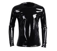 Wetlook - Lencería para hombre, aspecto mojado, camisa brillante de manga larga, camiseta sexy para hombre, camiseta de charol, camisa de aspecto mojado, camiseta interior de manga larga, ropa