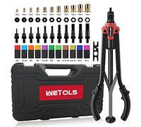 WETOLS Herramienta de Tuerca de Remache de 17 Pulgadas, Kit de Herramientas de Remache Manual con 11 Mandriles métricos y SAE M3 M4 M5 M6 M8 M10 M12, 10-24, 1/4-20, 5/16-18, 3/8-16, 110 Tuercas