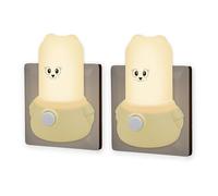 Wetry Luz Nocturna LED Infantil con Interruptor de Botón, Lámpara Quitamiedos para Bebés y Niños, Iluminación Noche para Enchufe, 2 Piezas