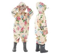 Wetry Mono Impermeable Niño con Capucha Poncho Lluvia Niña Chubasqueros Infantiles Ligero Respirable Traje de Lluvia 1-10 años