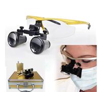 Wetsfgdg Gafas Lupa Quirurgicas Lupas Dentales,Binocular Loupes Lupa,3.5X con Clipa y Batería Recargable - Ergonómico 420mm para Precisión en Odontología-Dorado(3.5X)
