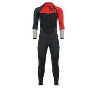 Wetsuit for Men 3mm Neoprene Full Length UV Protection Diving Suits Back Zipper One Piece Swimsuit for Diving Surfing Kayaking Water Sports (Black Red M)