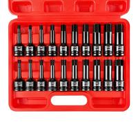 WETT Juego de brocas hexagonales de impacto maestro de 1/2 pulgada, juego de llaves hexagonales de 20 piezas, juego de llaves Allen, acero Cr-Mo, SAE y métrico, (1/10.2 cm - 3/10.2 cm, 6-19 mm)