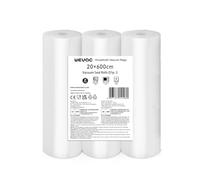 Wevac Lite 3 Rollos para Envasar al Vacio, 20x600cm, Bolsas Gofradas para Selladora de Plastico, Preparación de Comidas y Cocina Sous Vide, BPA Free