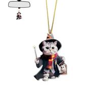 Wevdn Colgante de espejo retrovisor de gato para coche, acrílico plano, adorno colgante de gato mágico, decoración de espejo, colgante 2D lindo gato mágico para interior de coche, para ventana del