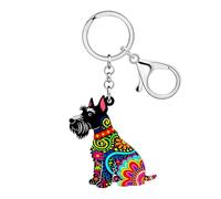 WEVENI Acrílico Aberdeen Escocés Terrier Perro Llavero Lindo Colgante de Mascota Boho Regalos para Mujeres Niñas Bolsa Coche Llavero Accesorios, oscuro, M