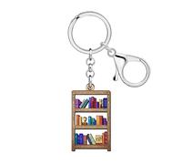 WEVENI Acrílico Estantería Llavero Accesorios Libro Nerd Librería Regalos para Lectores Amantes de los Libros Mujeres Niñas Bibliotecario Bookworm (Marrón)