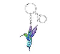 WEVENI Acrílico Floral Colibrí Llavero Pájaro Charms Colibrí Regalos para Mujeres Niñas Monedero Mochila Accesorios Llaves del Coche (Morado)