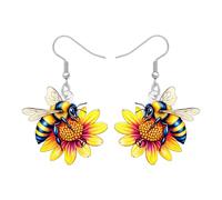 WEVENI Acrílico Floral Lindo Abeja Pendientes Colgante Tarro de Miel Bug Insecto Joyería Abeja Regalos para Jardineros Mujer Niñas Abuela Mamá Primavera Verano Charms (Marrón)