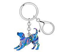 WEVENI Acrílico Labrador Retriever Dog Llavero Laboratorio Regalos para los amantes de las mascotas, Bolso Colgante de Animales Bolso Accesorios para Mujeres Niñas, azul, 43mm x 43 mm