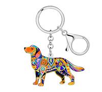 WEVENI Acrílico Labrador Retriever Dog Llavero Laboratorio Regalos para los amantes de las mascotas, Bolso Colgante de Animales Bolso Accesorios para Mujeres Niñas, Boho., 43mm x 43 mm