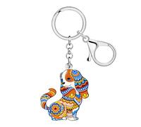 WEVENI Acrílico lindo doble Cavalier King Charles Spaniel perro llavero colgante para mujer niña bolso coche monedero (jengibre)