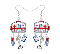 WEVENI Acrilico Lindo Médico Enfermera Pendientes Kit Medico Tijeras Graduacion Joyeria Enfermera Practicante Regalos para Mujeres Niñas Futuras Enfermeras Doctoras (Rojo)