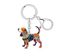 WEVENI Acrílico lindo perro beagle llavero accesorios para damas niñas bolsa colgante de coche (marrón)