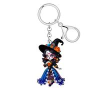 WEVENI Acrílico Muñeca Voodoo Llavero Halloween Llavero Accesorios Creepy Dolls Wicked Regalos para Mujeres Niñas Bolso Bolsa Charm (Negro)