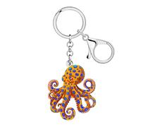 WEVENI Acrílico Pirata Pulpo Llavero Mar Animal Pirata Accesorios Pulpo Regalos para Mujeres Niñas Niños Mochila Monedero Charms (Naranja)