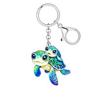 WEVENI Acrílico Tortuga Llavero Océano Tortuga Animal Charms Tortuga de Mar Regalos para Mujeres Niñas Niños Bolso Mochila Accesorios (Teal)