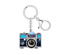 WEVENI Acrílico Vintage Cámara Llavero Accesorios Fotografía Fotógrafo Regalos para los Amantes de la Cámara Mujeres Niñas Monedero Charms (Azul)