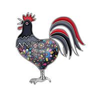 WEVENI Bonito broche esmaltado de gallo con diseño de gallina, joyería de pollo para mujeres y niñas, accesorios de regalo, 45mm x 42mm, Esmalte, níquel, Estrás