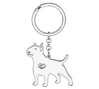 WEVENI - Bonito llavero de acero inoxidable chapado en oro de 18 quilates, accesorios para amantes de los perros, regalos para mujeres y niñas (Bull Terrier chapado en plata)