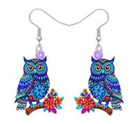 WEVENI Bonitos aretes de búho de acrílico con diseño de búho de dibujos animados para mujeres, amantes de los pájaros, regalos, Medio, Acrílico, Sin piedra preciosa