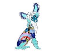 WEVENI Broche de aleación de esmalte chino crestado perro Pet Pins joyería para mujeres niñas vestido bufanda accesorios regalo, Zinc,
