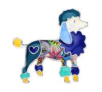 WEVENI Broche de aleación de esmalte lindo caniche perro Pet Pins para mujeres niñas vestido joyería bufanda accesorios regalo, Zinc,