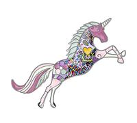 WEVENI Broche de aleación de esmalte lindo unicornio alfileres de caballo joyería de moda para mujeres niñas vestido bufanda accesorios regalo, Zinc,