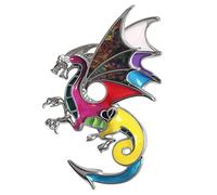 WEVENI Broche de aleación de fantasía, dinosaurio, dragón, esmaltado, para mujer, niña, regalo de joyería de moda (multicolor), 37mm x 28mm, Metal Esmalte