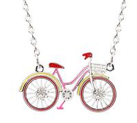 WEVENI Collar de aleación esmaltada para bicicleta, cadena con colgante de bicicleta, regalo único para mujeres y niñas rojo
