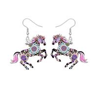 WEVENI Delicados aretes de acrílico con diseño de caballo corriendo, bonitos aretes de pony, joyería para mujer, accesorios de regalo, Medio, Acrílico, Sin piedra preciosa
