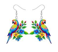 WEVENI Divertido Hawaii Loro Pendientes Acrílico Martini Cóctel Tropicales Playa Hawaiana Joyería Amante de las Pájaros Regalos para Mujeres Niñas Accesorios Margarita (Colorido)