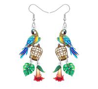 WEVENI Divertido Hawaii Loro Pendientes Acrílico Martini Cóctel Tropicales Playa Hawaiana Joyería Amante de las Pájaros Regalos para Mujeres Niñas Accesorios Margarita (Marina)