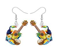 WEVENI Divertidos aretes de playa hawaianos de acrílico para mujer, regalos de vacaciones de verano para amantes de la playa, palmera tropical, coco, océano, luau, fiesta, decoración de isla, Medio