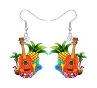 WEVENI Divertidos aretes de playa hawaianos de acrílico para mujer, regalos de vacaciones de verano para amantes de la playa, palmera tropical, coco, océano, luau, fiesta, decoración de isla, Medio