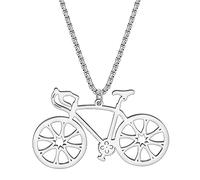 WEVENI Esmalte Aleación Bicicleta, Collar Colgante Cadena de Joyería Única Regalos para Mujeres Niñas Señoras (Plata A), Plata esterlina