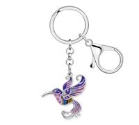 WEVENI Esmalte Aleación Cristal Colibrí Llavero Amante de Pájaro Regalos para Damas, Animales Bolsa Colgante Llavero Accesorios para Monedero, violeta, 31mm x 37mm