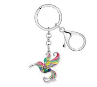 WEVENI Esmalte Aleación Cristal Colibrí Llavero Amante de Pájaro Regalos para Damas, Animales Bolsa Colgante Llavero Accesorios para Monedero, Colores alegres., 31mm x 37mm