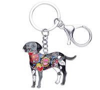 WEVENI Esmalte aleación Labrador perro llavero accesorios Pet joyería coche cartera encantos para mujeres niñas, Negro,