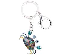WEVENI Esmalte cangrejo llavero animales moda océano cangrejo joyería para mujer bolso bolso encanto llavero accesorios, turquesa, M