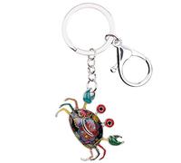 WEVENI Esmalte cangrejo llavero animales moda océano cangrejo joyería para mujer bolso bolso encanto llavero accesorios, Florido, M