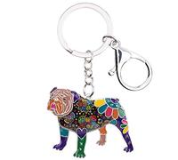 WEVENI Esmalte de aleación Bulldog Inglés Bull Terrier Perro Llavero Accesorios Joyas para Mujeres Niñas Bolso Charms, violeta, M
