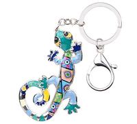 WEVENI Esmalte de aleación de lagarto, diseño de gecko, para mujer, niña, bolso de coche, monedero, color azul